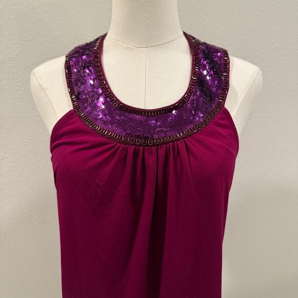 Express Vintage Magenta Tank Top Sequin Racerback Y2K Night Out Club Party Small - Picture 3 of 9